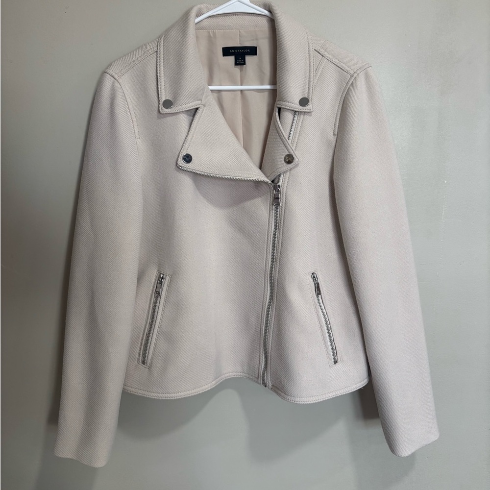 Ann Taylor Moto Jacket | Size Medium | Neutral Beige